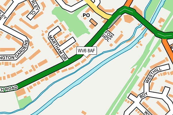 WV6 8AF map - OS OpenMap – Local (Ordnance Survey)