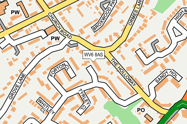 WV6 8AS map - OS OpenMap – Local (Ordnance Survey)