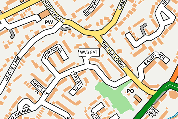 WV6 8AT map - OS OpenMap – Local (Ordnance Survey)