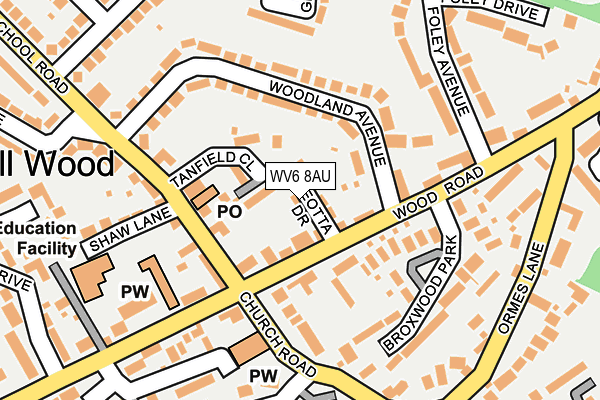 WV6 8AU map - OS OpenMap – Local (Ordnance Survey)