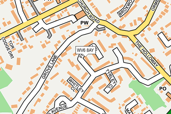 WV6 8AY map - OS OpenMap – Local (Ordnance Survey)