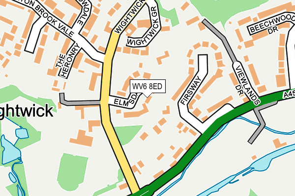 WV6 8ED map - OS OpenMap – Local (Ordnance Survey)