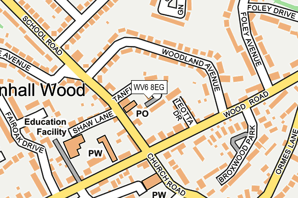 WV6 8EG map - OS OpenMap – Local (Ordnance Survey)