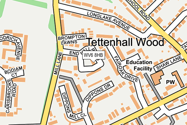 WV6 8HB map - OS OpenMap – Local (Ordnance Survey)