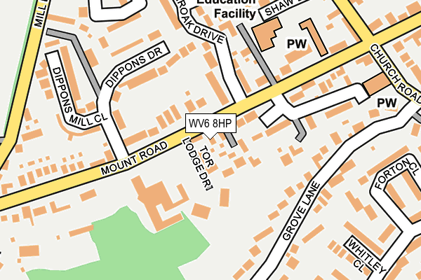 WV6 8HP map - OS OpenMap – Local (Ordnance Survey)