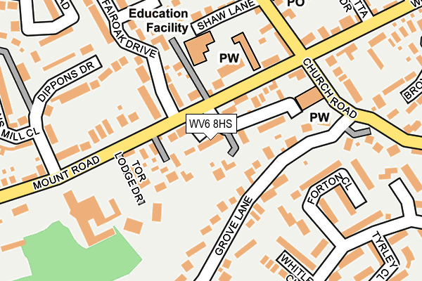 WV6 8HS map - OS OpenMap – Local (Ordnance Survey)