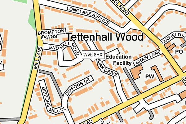 WV6 8HX map - OS OpenMap – Local (Ordnance Survey)