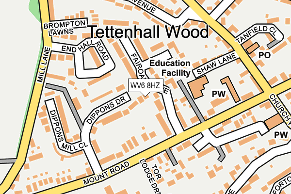 WV6 8HZ map - OS OpenMap – Local (Ordnance Survey)