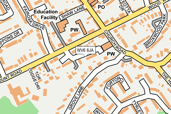 WV6 8JA map - OS OpenMap – Local (Ordnance Survey)