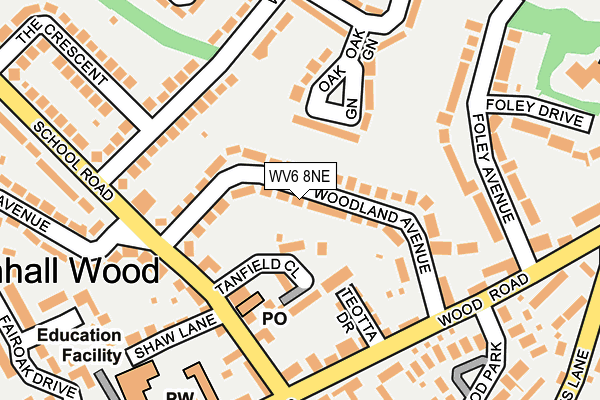 WV6 8NE map - OS OpenMap – Local (Ordnance Survey)