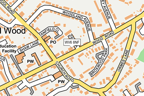 WV6 8NF map - OS OpenMap – Local (Ordnance Survey)