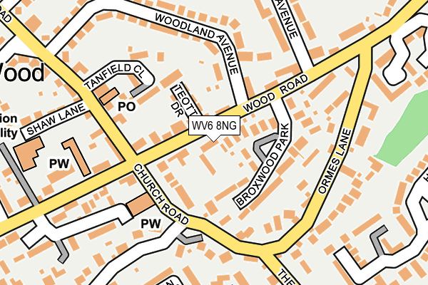 WV6 8NG map - OS OpenMap – Local (Ordnance Survey)