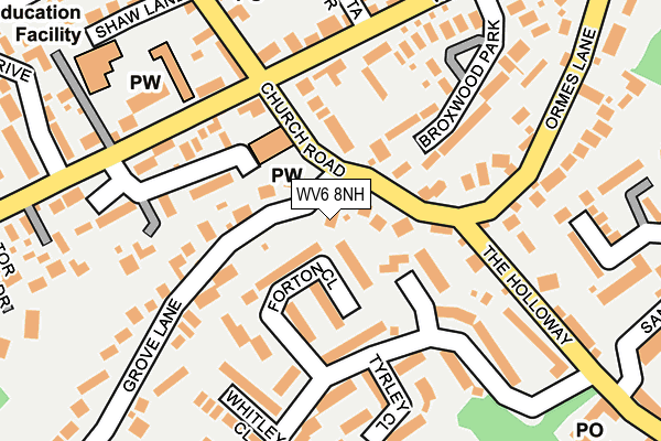 WV6 8NH map - OS OpenMap – Local (Ordnance Survey)