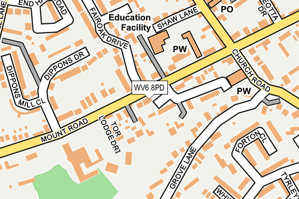 WV6 8PD map - OS OpenMap – Local (Ordnance Survey)