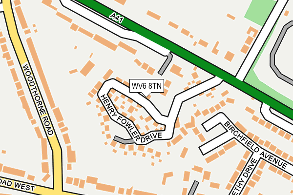WV6 8TN map - OS OpenMap – Local (Ordnance Survey)