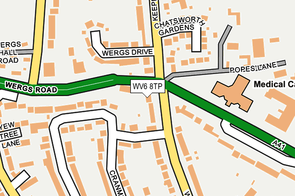 WV6 8TP map - OS OpenMap – Local (Ordnance Survey)