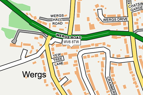 WV6 8TW map - OS OpenMap – Local (Ordnance Survey)