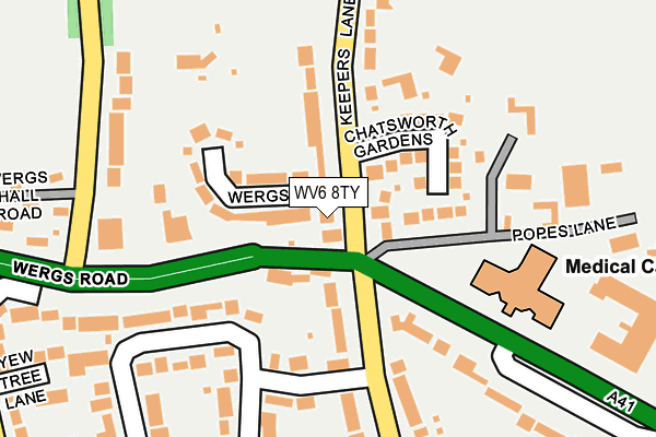 WV6 8TY map - OS OpenMap – Local (Ordnance Survey)