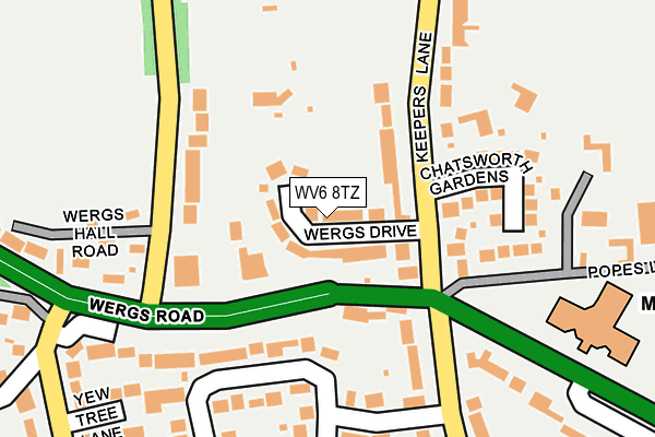 WV6 8TZ map - OS OpenMap – Local (Ordnance Survey)