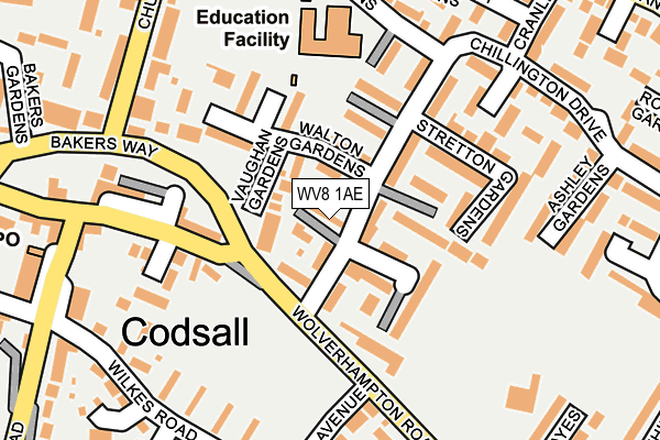 WV8 1AE map - OS OpenMap – Local (Ordnance Survey)