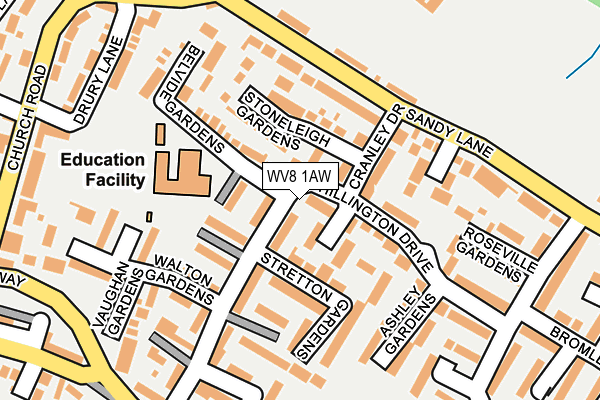 WV8 1AW map - OS OpenMap – Local (Ordnance Survey)