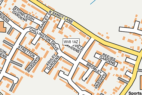 WV8 1AZ map - OS OpenMap – Local (Ordnance Survey)
