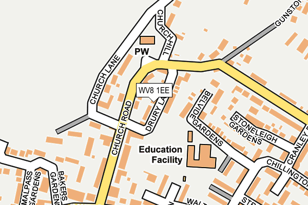 WV8 1EE map - OS OpenMap – Local (Ordnance Survey)