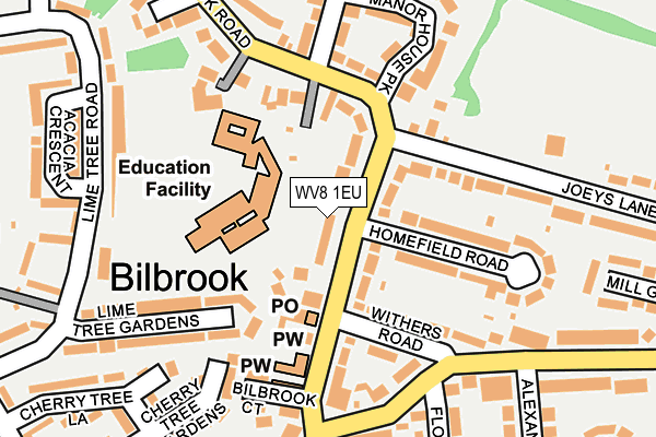 Map of BILBROOK GARAGE AND TYRES LTD at local scale