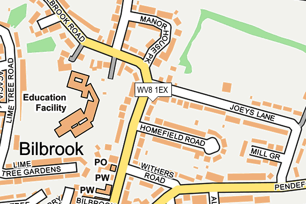 WV8 1EX map - OS OpenMap – Local (Ordnance Survey)