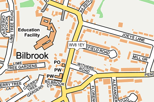 WV8 1EY map - OS OpenMap – Local (Ordnance Survey)