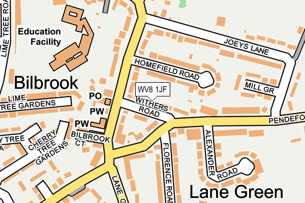 WV8 1JF map - OS OpenMap – Local (Ordnance Survey)