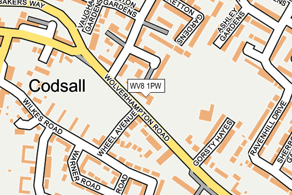 WV8 1PW map - OS OpenMap – Local (Ordnance Survey)