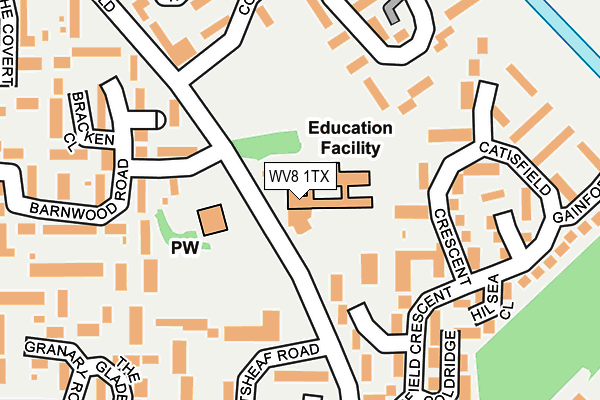 WV8 1TX map - OS OpenMap – Local (Ordnance Survey)