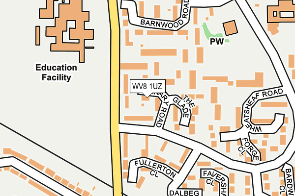 WV8 1UZ map - OS OpenMap – Local (Ordnance Survey)