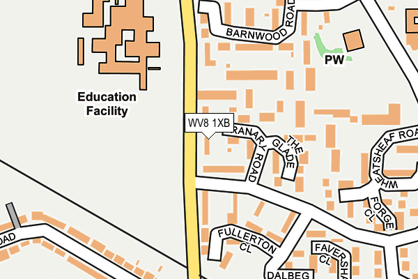 WV8 1XB map - OS OpenMap – Local (Ordnance Survey)