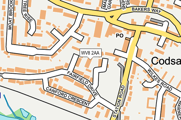 WV8 2AA map - OS OpenMap – Local (Ordnance Survey)