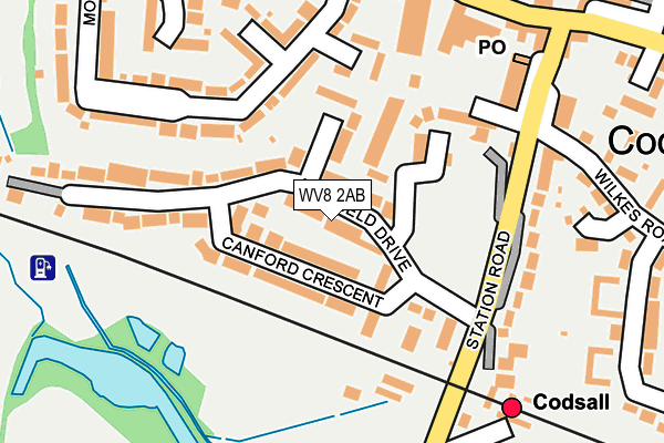 WV8 2AB map - OS OpenMap – Local (Ordnance Survey)