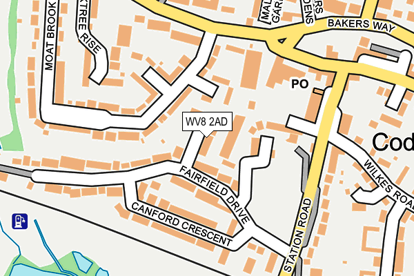 WV8 2AD map - OS OpenMap – Local (Ordnance Survey)