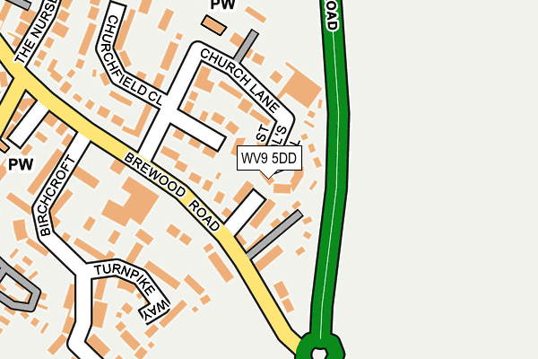 WV9 5DD map - OS OpenMap – Local (Ordnance Survey)