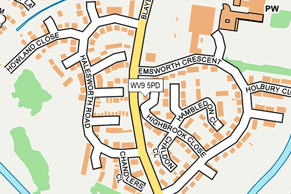 WV9 5PD map - OS OpenMap – Local (Ordnance Survey)