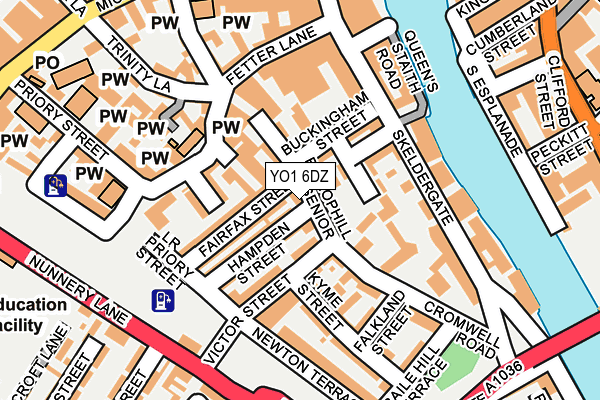 YO1 6DZ map - OS OpenMap – Local (Ordnance Survey)