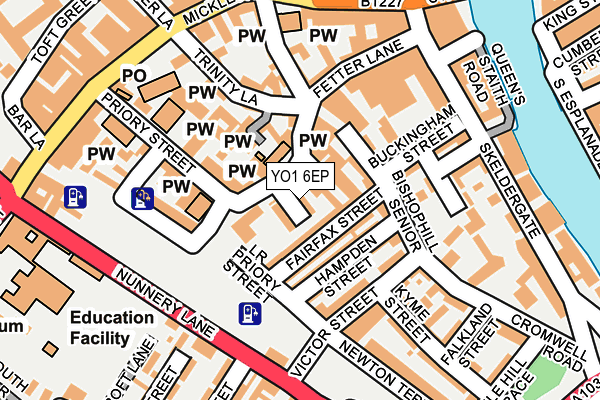 YO1 6EP map - OS OpenMap – Local (Ordnance Survey)