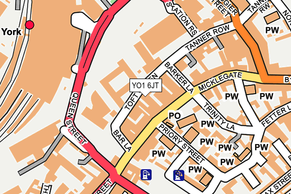 YO1 6JT map - OS OpenMap – Local (Ordnance Survey)