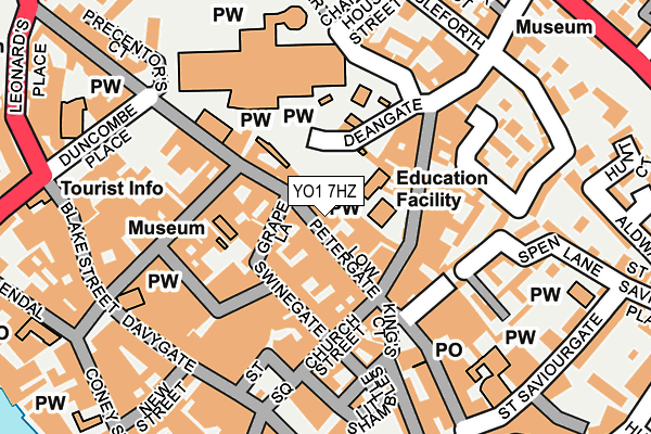YO1 7HZ map - OS OpenMap – Local (Ordnance Survey)