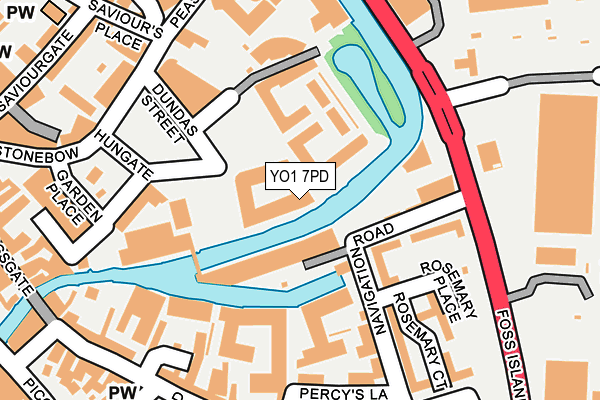 YO1 7PD map - OS OpenMap – Local (Ordnance Survey)