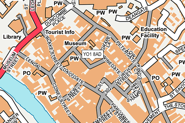YO1 8AD map - OS OpenMap – Local (Ordnance Survey)