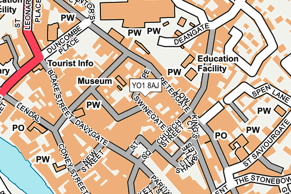 YO1 8AJ map - OS OpenMap – Local (Ordnance Survey)