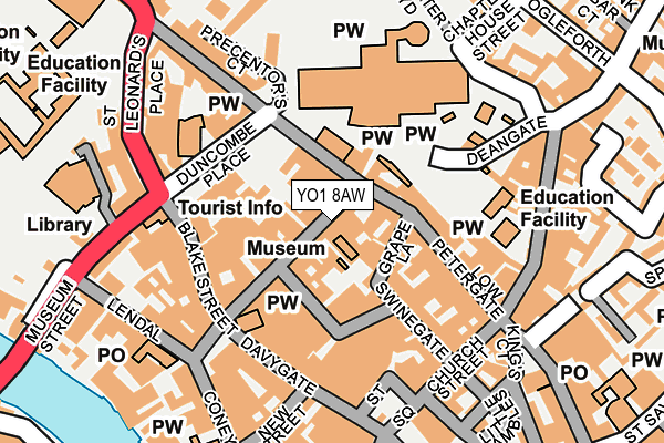 YO1 8AW map - OS OpenMap – Local (Ordnance Survey)