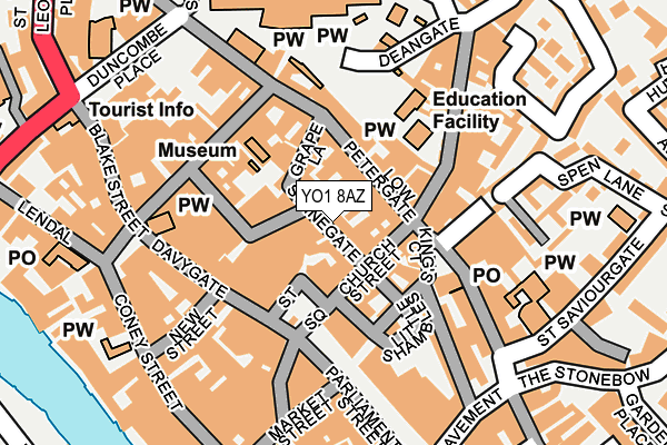 YO1 8AZ map - OS OpenMap – Local (Ordnance Survey)