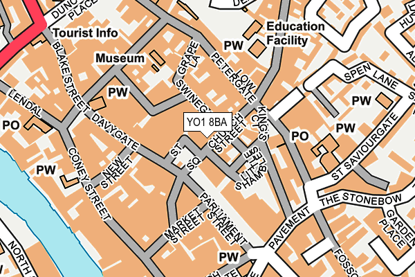 YO1 8BA map - OS OpenMap – Local (Ordnance Survey)